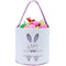 Easter Bunny Personalized Canvas Cotton Egg Bags for Kids, Rabbit Print Buckets with Fluffy Tail Gifts
