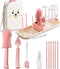 Pink Travel Baby Bottle Cleaner Kit 6-in-1 Portable Brush Set with Drying