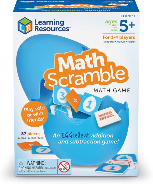 Learning Resources Math Scramble Game, Educational Math Games for Kids, Early Skills Addition and Subtraction 87 Pieces