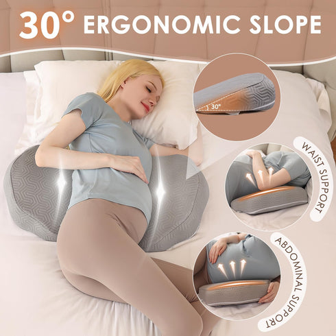 Chilling Home Pregnancy Pillow - Upgraded Memory Foam Maternity Pillow for Pregnant Women - Wedge Pillows for Sleeping