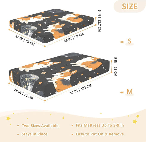 Bseiialft 52 28 Corgi Puppies Stars Crib Sheets for Boys Girls Soft and Breathable Cotton Baby Sheets for Standard Crib