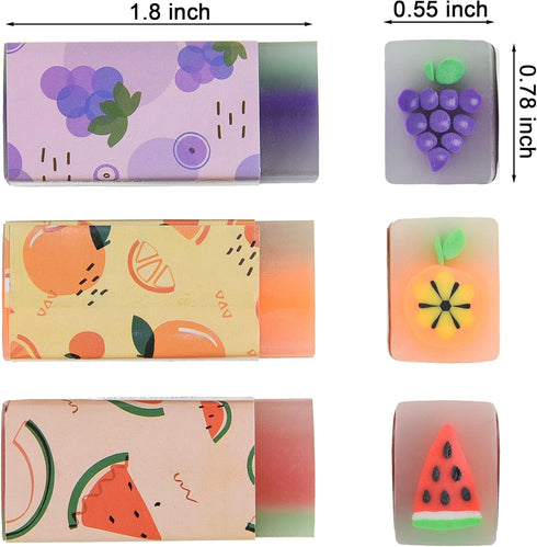 15Pcs Cute Fruit Erasers for Kids, Fun Food Pencil Erasers for School Supplies Party Favors