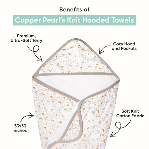 Copper Pearl Hooded Bath Towels Premium Knit/Terry Cloth Baby Towels with Hood, Pockets, and Cool Designs - Great
