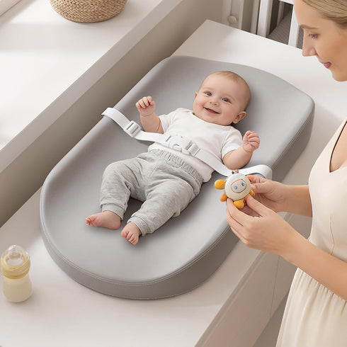 YACODAVO Baby Changing Pad with Vegan Leather Cover, Waterproof & Wipe-Clean Changing Pad for Toddler, Flat Foam Travel