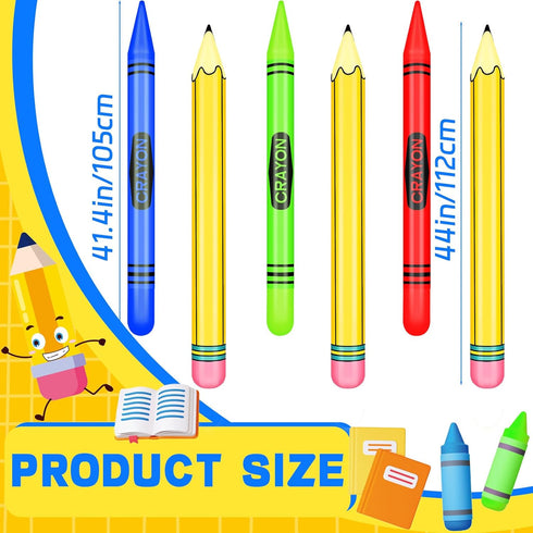 Demonwer 6 Set Pcs Giant Inflatable Crayon Pencil Large Blow Up Pencil Multicolor Crayon Balloon Prop Kit for Back