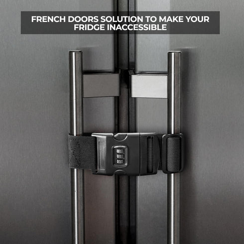 French Door Refrigerator Lock for Kids and Adults, (2 Pack) Adjustable Double Door Fridge Lock, Easy Installation