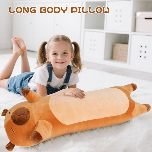 33 ih Cute Capybara Plush, Capybara Stuffed Animal, Long Capibaras Peluches Body Pillow Kawaii Plushies Decor Gifts