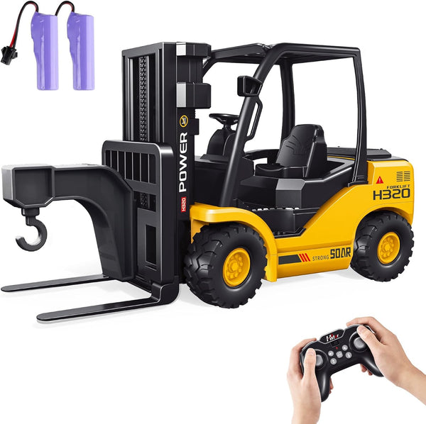 9-Channel Remote Control Forklift Truck 1:18 Scale Construction Toy, Realistic Sounds, High-Grip