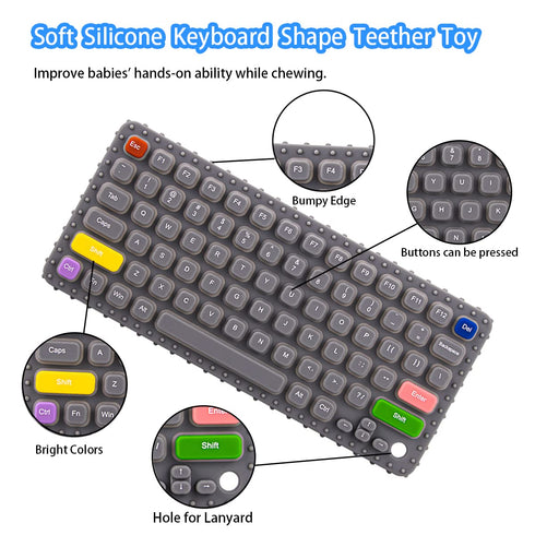 Baby Keyboard Teething Toys for 0-3, 0-6, 6-12 Months | Soft Silicone Baby Keyboard Teethers | Infant Teether Pacifier
