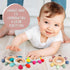 Baby Teething Toys, Silicone Chewable Toys with Organic Wooden Ring for Infants 3+ Months, Soothing Sore Gums (6