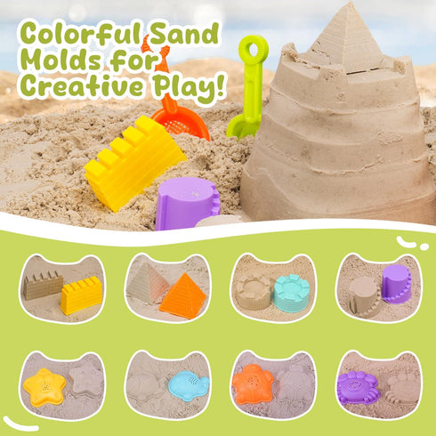 1-3 2 4-8, AuntyFey Beach Sand Toys for Toddler with Trucks, Collapsible Beach Toys for Kids Ages Sandbox Toys