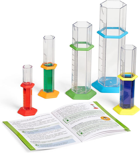 hand2mind Starter Science Graduated Cylinder Set - Science Lab Equipment for Kids, Educational Chemistry Kits (Set of 5)