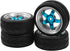 2.59in Rubber Tires & 12mm Hex Plastic Wheel Rims Set Compatible with Traxxas Kyosho HPI Tamiya Associated 1/10 RC On-Road Touring Car (Blue)