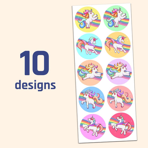 Unicorn Sticker Sheets for Kids - 20 Sheets, 200 Stickers, 1.5"