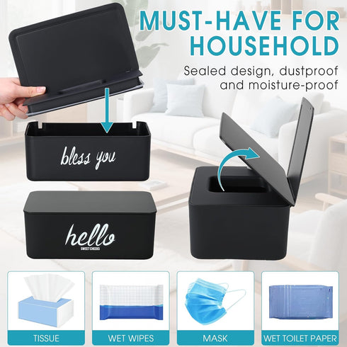Hushee 2 Pack Wipe Dispenser Wipes Holder for Baby Adult Decorative Wipe Containers for Bathroom Home Office Cars