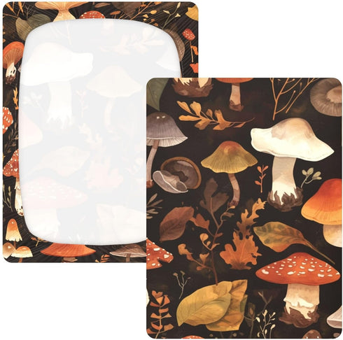 Bseiialft 52 28 Mushrooms Leaves Autumn Crib Sheets for Boys Girls Soft and Breathable Cotton Baby Sheets for Standard