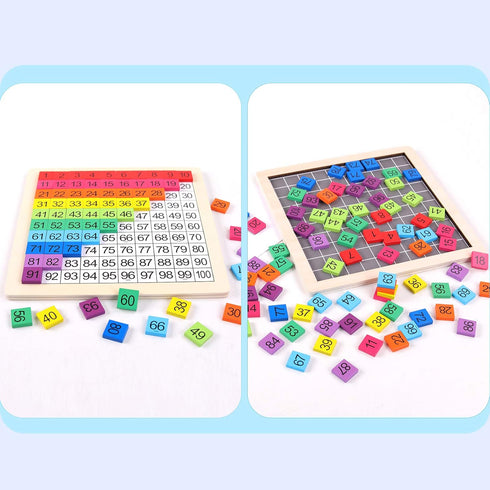 Wooden Montessori Math Counting Hundred Board Toys - Educational Game Toy for Kids 3 Years Old with Storage Bag
