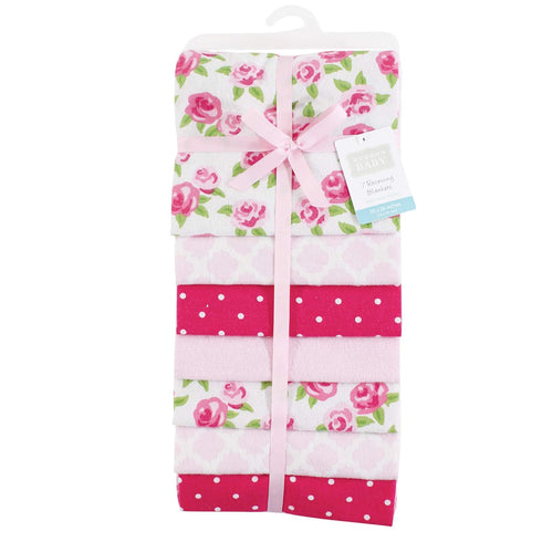 Multipack, 30x30 inches Little Treasure Hudson Baby Cotton Poly Flannel Receiving Blankets Pink Rose