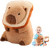 12" Capybara Plush Toy Pillow, Cute Stuffed Animal with Wearable Bread, Gifts for Girls Boys Kids
