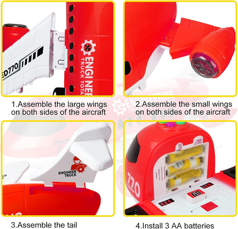 Set 3-6 Coolplay Red Airplane Toy - Rescue Fire Truck & Ambulance Car with Lights & Sound for Boys Years