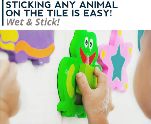 100% Foam Bath Toys - Non-Toxic Floating Puzzles Animals - Early Learning Bathtub Toy - Fun Educational Geometric