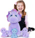 MaoGoLan 4 Pcs Purple Dinosaur Stuffed Animals Set, Plush Toys for Toddlers, Mummy Dinosaur with 3 Baby Triceratops