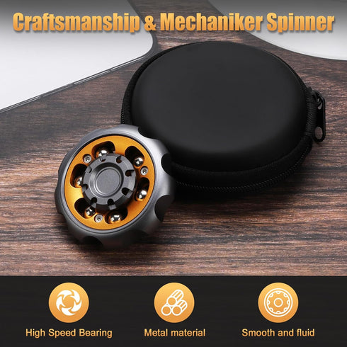 Metal Precision Fidget Spinner - Anxiety Rotator & Restless Fidget Toy, Stress-Relief Tool for Adults & Kids A Grey