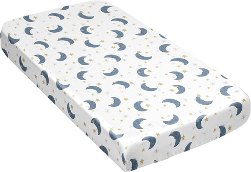 Sweet Jojo Designs Moon and Star Boy Girl Unisex/Gender Neutral Baby Satin Fitted Crib Sheet Infant Newborn Nursery