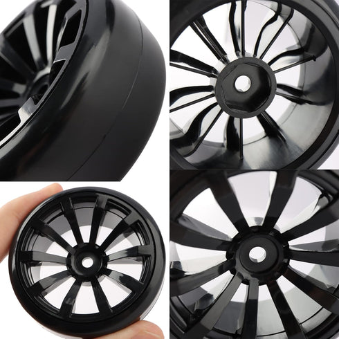 4PCS 12mm Hub Wheels, 1:10 63mm Hard Plastic RC Drift Cars Bald Tires for Traxxas HSP Tamiya HPI Kyosho Trucks