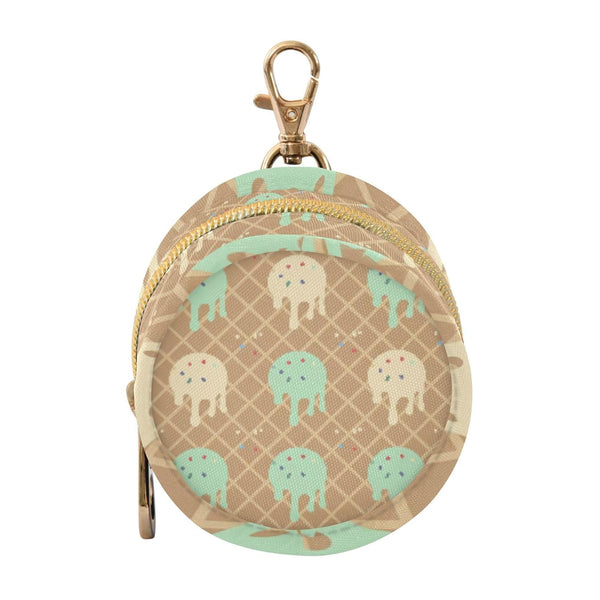 PYBUG Ice Cream Round Pacifier Storage Case, Polyester & TPU Lined with Hook