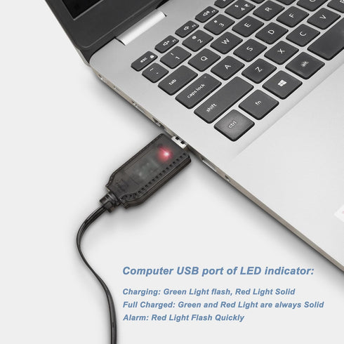 MEIRIYFA 7.4V 1A Lipo Battery USB Charger Cable, XH-3P 2S USB Connector Plug with LED Indicator Light for RC Car Rock