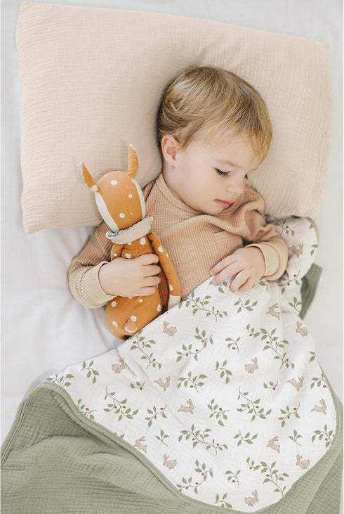 100% 40"x36"Rabbit Konssy Muslin Baby Blankets for Girls Boys, Cotton Crib Blanket for Baby Infant Toddler, Super Soft