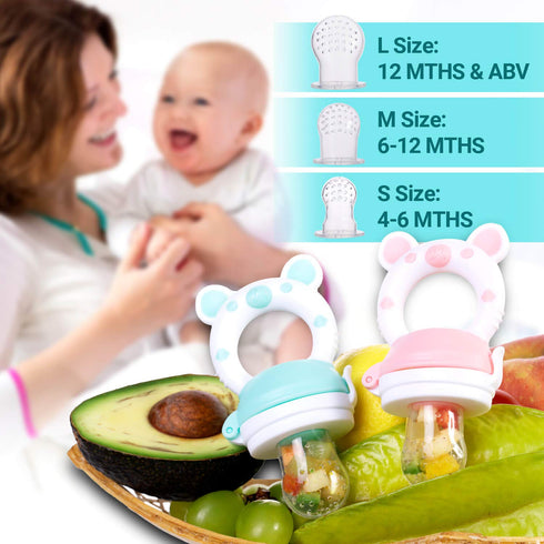 3-24 6 2-Pack Baby Fruit Food Feeder Pacifier - Fresh Food Feeder, Infant Fruit Teething Teether Toy for Months, Pcs