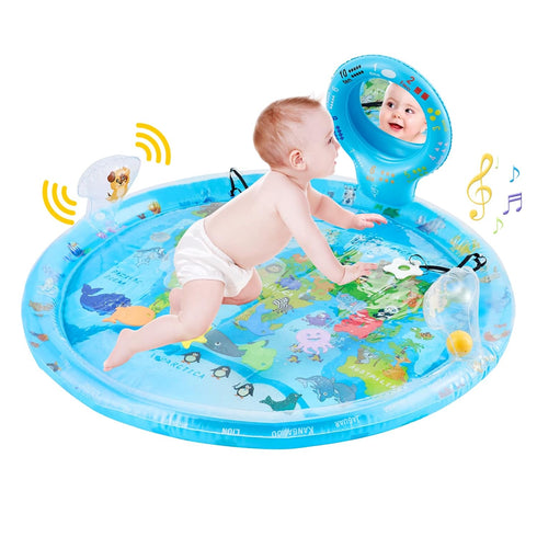 Tummy Time Mat Extra Large 31.5"31.5" for 3-12 Months Baby, Inflatable Water