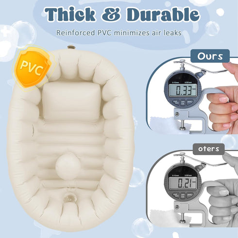 Gliizee mall 0-24 Inflatable Baby Bathtub, Collapsible Baby Bath Back Support, Portable Newborn Travel Bath tub