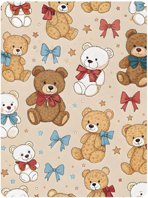 CZXW 52" 28" Cute Stuffed Bears Crib Sheets Fitted x Natural Cotton Soft & Breathable for Baby Crib Mattress