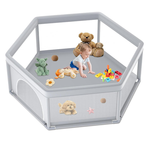 6565 Inch Hexagonal Baby Playpen, Playpen for Babies and Toddlers, Baby Play