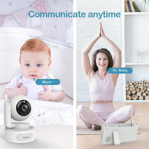 Blemil 5.5" 4000mAh Baby Monitor, HD Split-Screen with Battery, Panoramic Zoom Video Baby Monitor with Camera