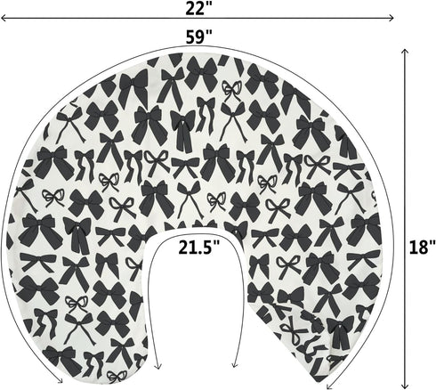 Black Bows Baby Nursing Pillow Covers for Girl Boy Valentine Bows Nursery Feeding Pillowcase for Breastfeeding Pillows