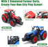 Yiwsnust 25.6 2 3-8 Large Flatbed Semi Truck, Large Farm Truck Toy with Tractors, Friction Powered Farm Transport Truck
