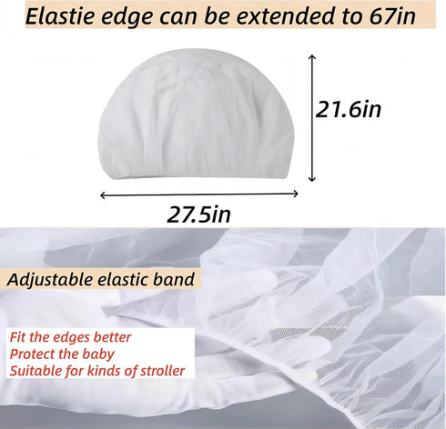 LABRUSID 2 Pack Universal Mosquito Net for Strollers - Breathable Insect Netting Protection for Babies, Fine Mesh Bug