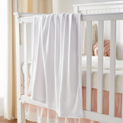 BEDELITE Baby Blankets for Boys and Girls - 30" x 40", Soft Cozy Fuzzy Fleece Blanket for Kids, White
