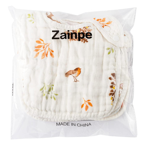 Zainpe 6Pcs Muslin Cotton Bibs for Baby, Adjustable Machine Washable Burp Cloths for Unisex Infant