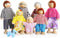 Lovely Happy Family Dolls Playset, Wooden Figures Set of 7 People with Dog for Kids Children Toddlers Dollhouse Pretend