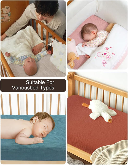 Pack Pack 39"x27" Pack (46P-06) Blue Cotton and Play Sheets Fitted Boy, Muslin Small n Play Mattress Pad Cover, Soft