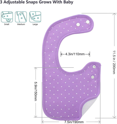 Organic Cotton Baby Bibs Super Soft and Absorbent with Adjustable Snap for Boys and Girls
