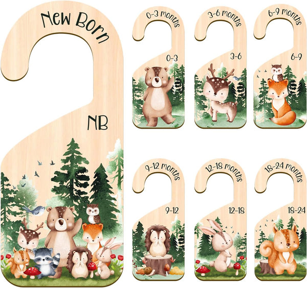 Animals Baby Closet Dividers, 7PCS Wooden Baby Clothes Dividers for Closet Organizers,