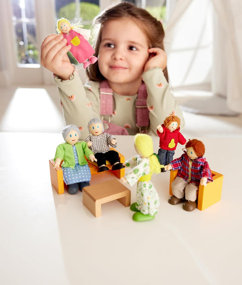 Set Set, Hape Happy Family Dollhouse Award Winning Doll Family Unique Accessory for Kids Wooden Dolls House.