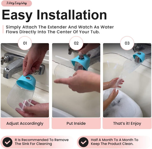 Bath Helper Faucet Extender, Guides Water from Faucet to Baby Bath Tub Without Splashing (Pink)