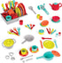 Battat Deluxe Kitchen Playset – 71Pc Pretend Cooking Accessories – 4 Table Settings & Cutlery – Dishwasher Safe